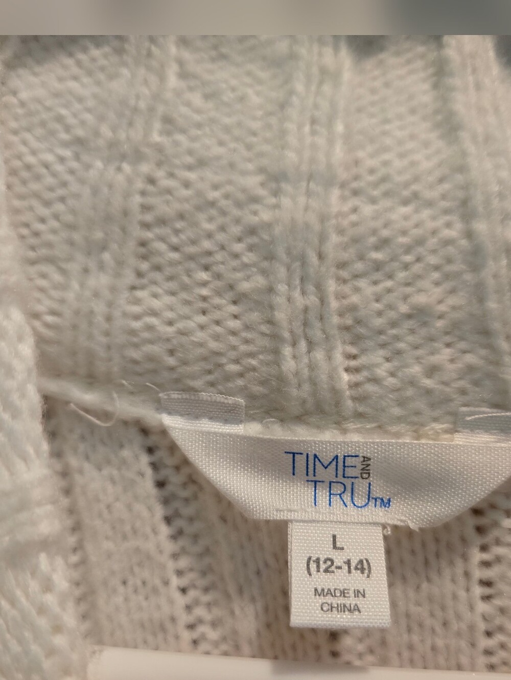 Time and Tru Cream Ribbed Cowl Neck Sweater - Picture 3 of 15